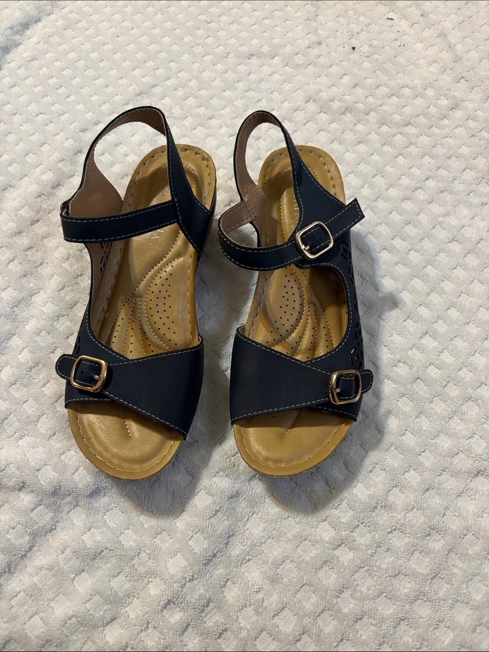 Women’s Navy Blue Adjustable Strap‎ Sandals with Cushioned Insole